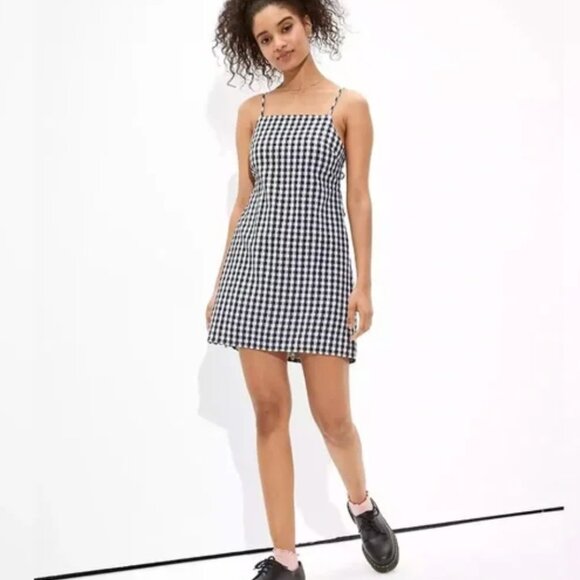 American Eagle Navy and White Gingham Tie-back Sundress - Picture 2 of 7